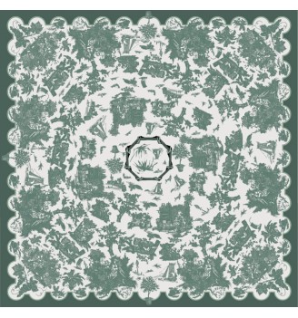 toile cirée motif toile de jouy EUCALYPTUS mise en scène intérieure
