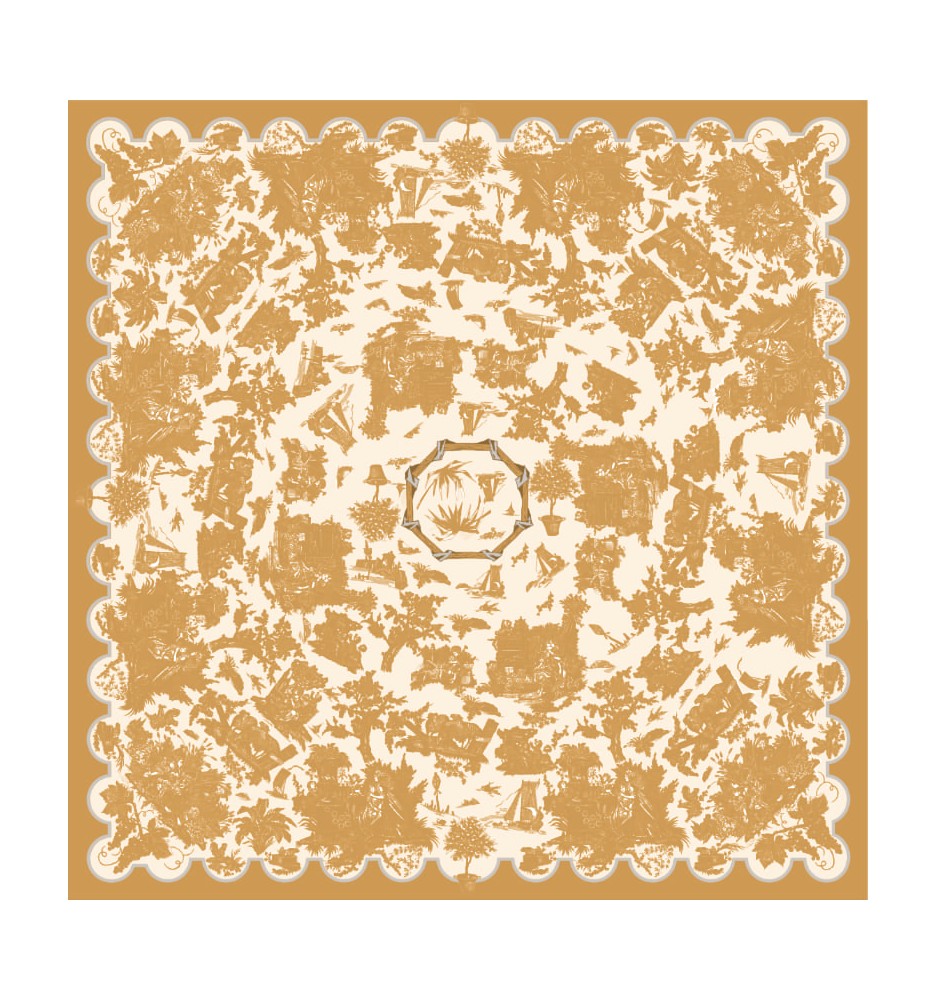 toile cirée motif toile de jouy AMBRE pour l'intérieur et l'extérieur toile cirée motif toile de jouy AMBRE pour l'intérieur et l'extérieur