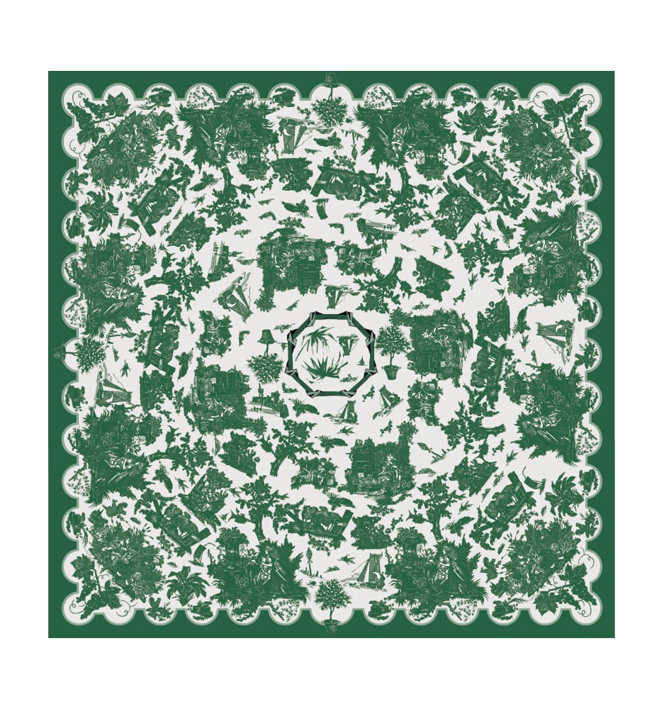 NAPPE, TOILE CIRÉE, TOILE DE JOUY ÉMERAUDE, inodore, outdoor NAPPE, TOILE CIRÉE, TOILE DE JOUY ÉMERAUDE, inodore, outdoor