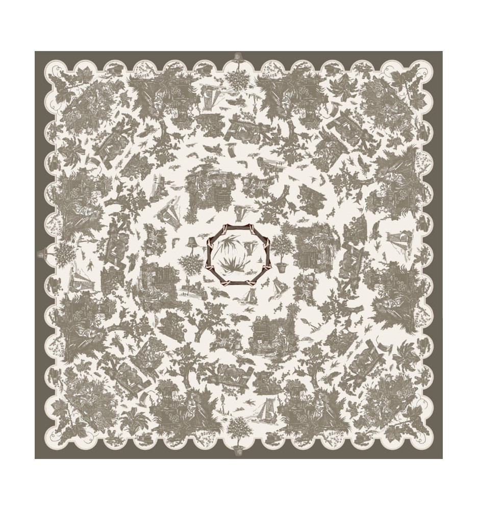 NAPPE, TOILE CIRÉE, TOILE DE JOUY TAUPE, indoor, outdoor NAPPE, TOILE CIRÉE, TOILE DE JOUY TAUPE, indoor, outdoor