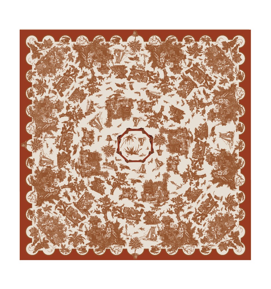 NAPPE, TOILE CIRÉE, TOILE DE JOUY TERRACOTTA, indoor, outdoor
