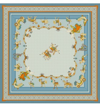 Toile cirée carrousel bleue