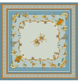 Toile cirée carrousel bleue