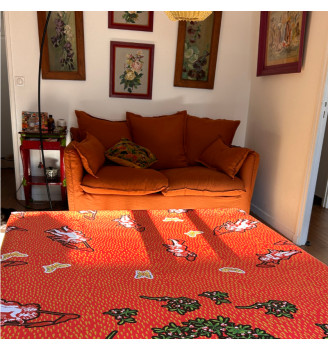 toile cirée CHERUBINS orange - noel