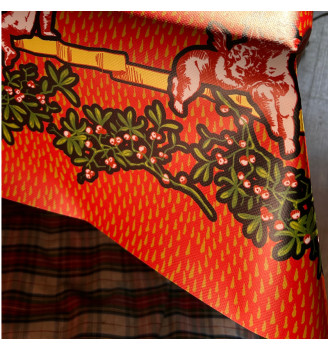 toile cirée CHERUBINS orange - noel