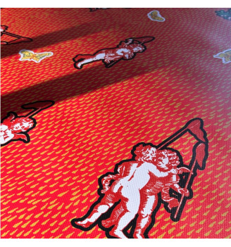 toile cirée CHERUBINS orange - noel