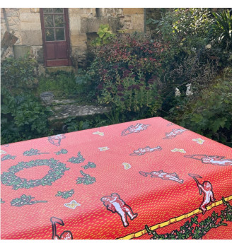 toile cirée CHERUBINS orange - noel