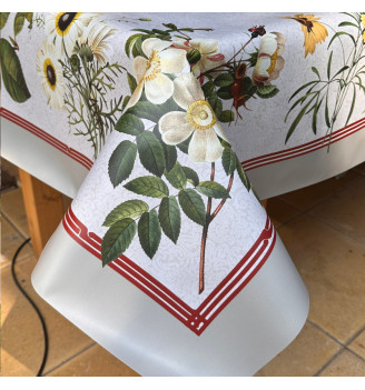 TOILE CIReE, fleurs de Redouté BEIGE