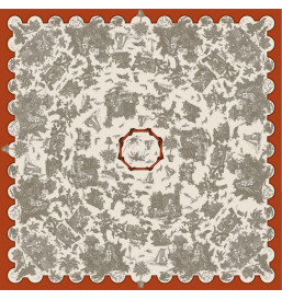 nappe toile cirée motif toile de jouy GRISE