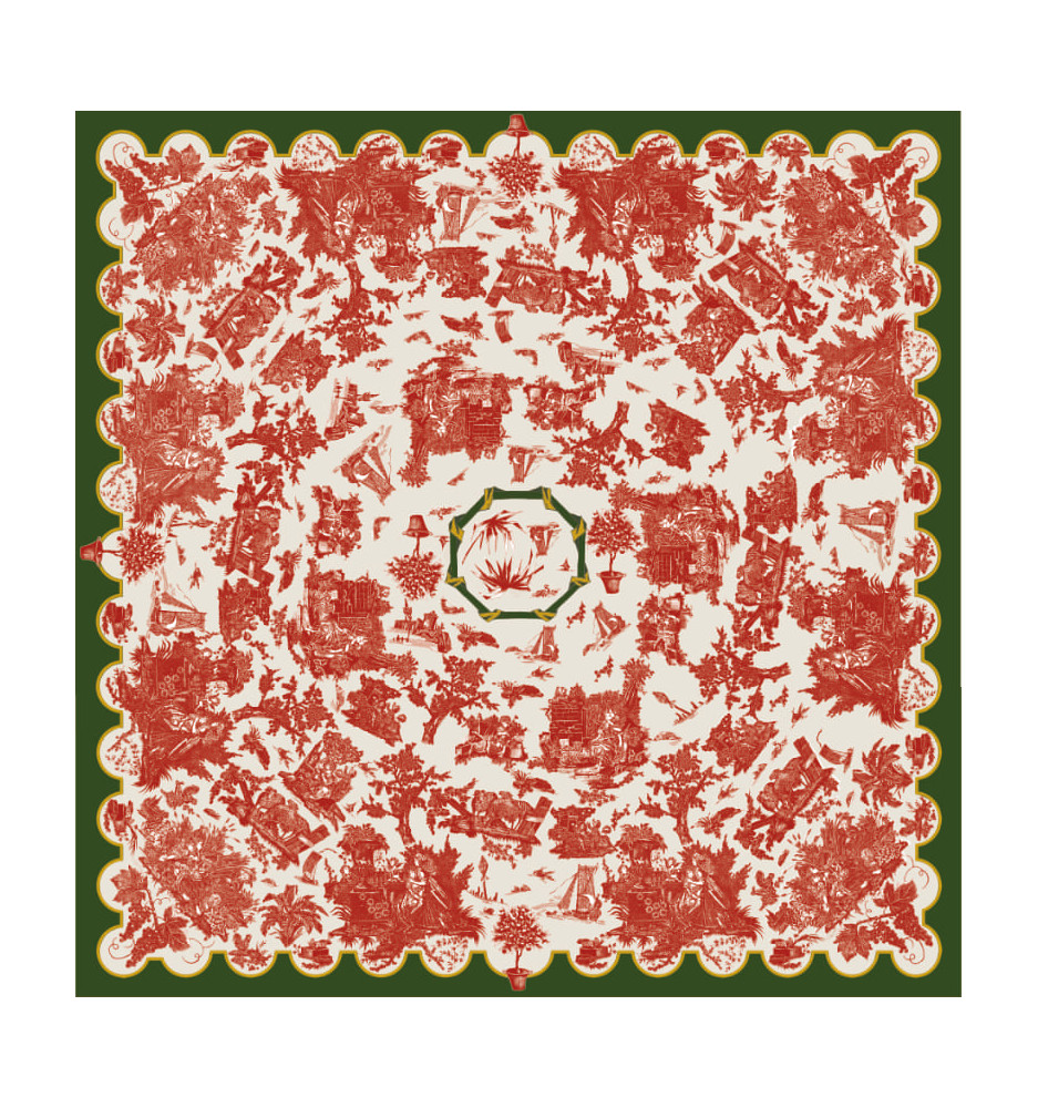 08 - Toiles de Jouy / Beautiran vert et rouge