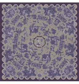 nappe toile cirée motif toile de jouy violine