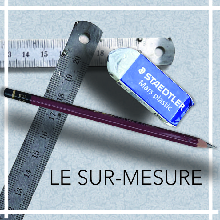 une règle, une gomme et un crayon de papier pour illustrer la toile cirée sur mesure